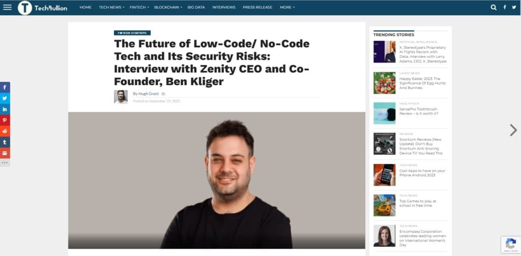 The Future of Low-Code/ No-Code Tech and Its Security Risks: Interview with Zenity CEO and Co-Founder, Ben Kliger