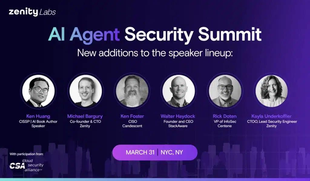 Zenity Reveals Lineup for First-Ever AI Agent Security Summit
