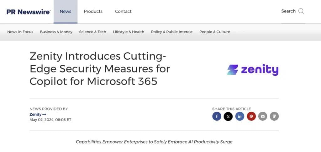 Zenity Introduces Cutting-Edge Security Measures for Copilot for Microsoft 365
