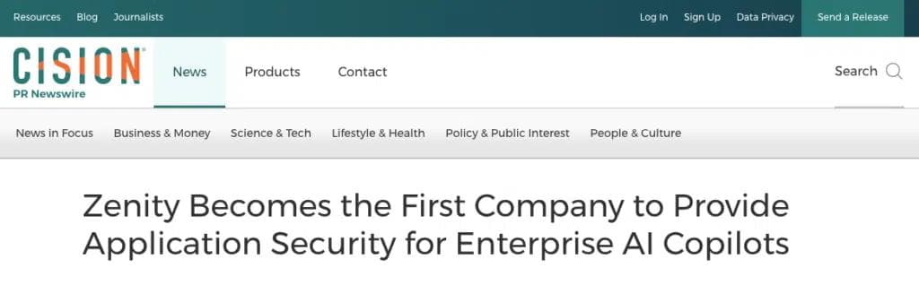 Zenity Becomes the First Company to Provide Application Security for Enterprise AI Copilots